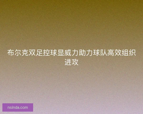 布尔克双足控球显威力助力球队高效组织进攻