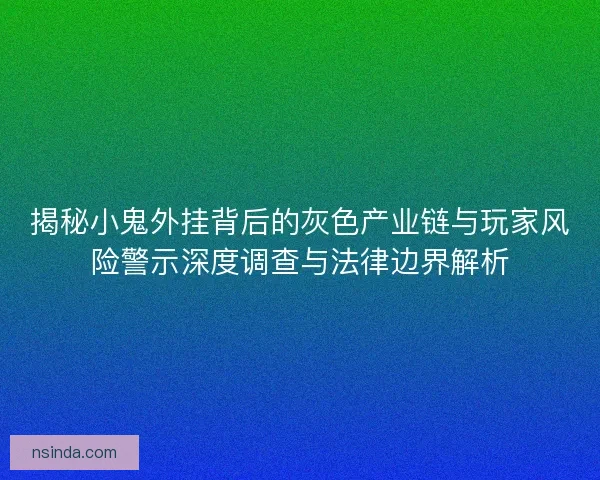 揭秘小鬼外挂背后的灰色产业链与玩家风险警示深度调查与法律边界解析