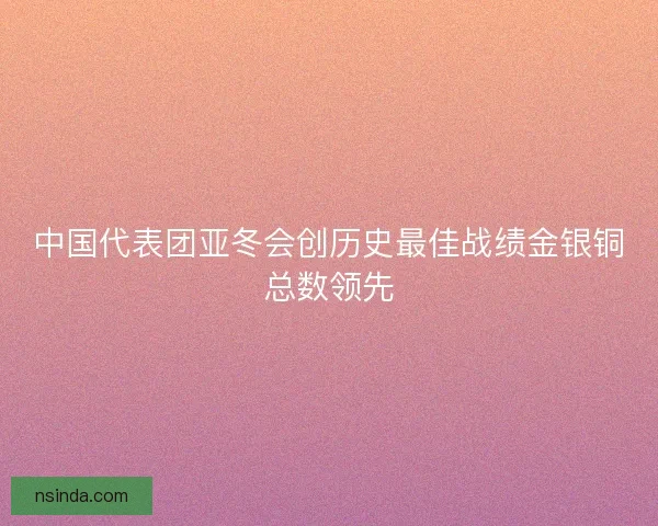 中国代表团亚冬会创历史最佳战绩金银铜总数领先
